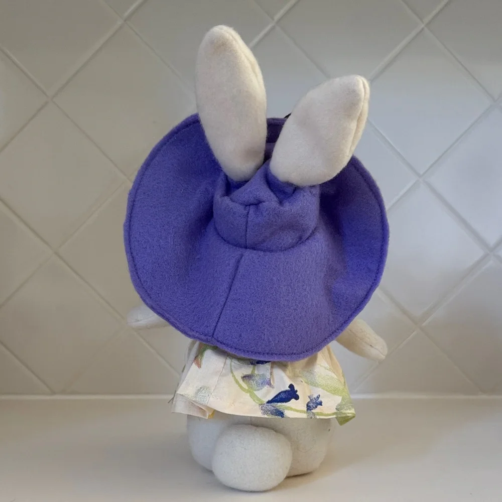 Vintage White Bunny with Purple Hat - Picture 3 of 5